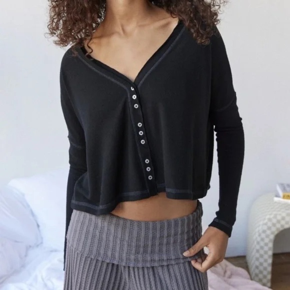 Black Button-Up Women's Top